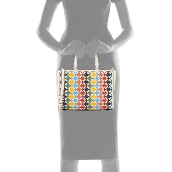 Tory Burch Robinson New Ivory  Embroidered Small Tote Bag/Satchel/Crossbody Bag - Picture 13 of 13